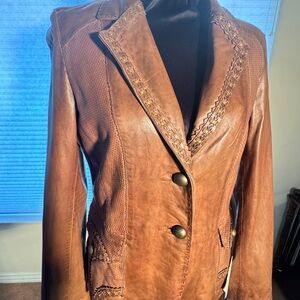 Scully Women’s Perforated Leather Western Blazer W/Intricate Stitching– Size M